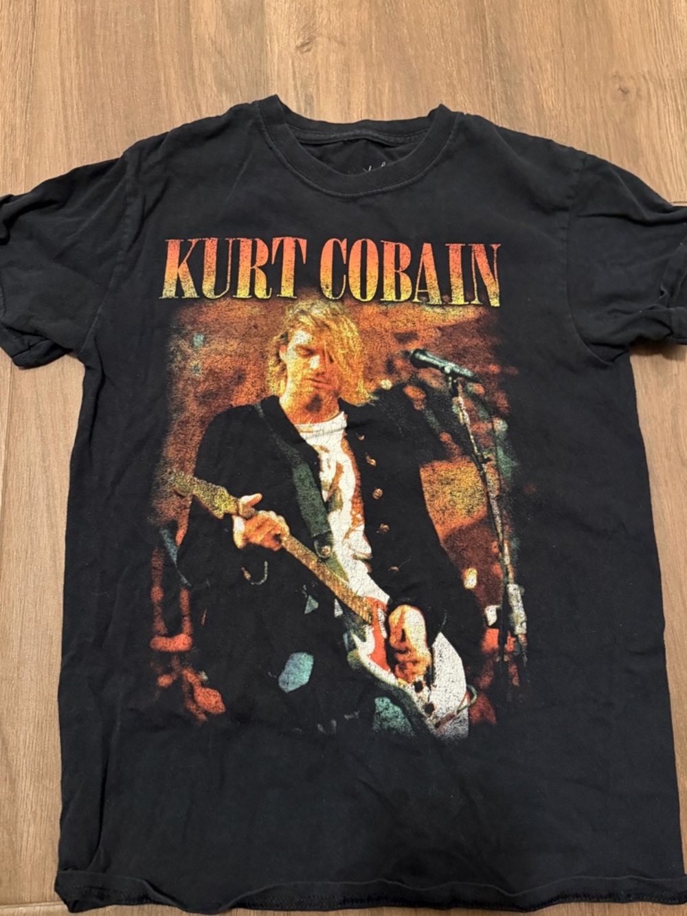 Kurt Cobain Graphic Tee with Yellow-Orange Print